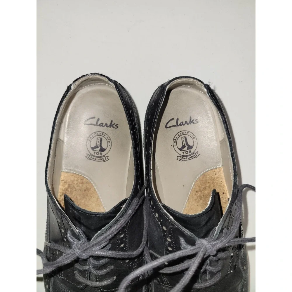 Clarks‎ Oxford Wingtip England Leather Dress Shoes Business Men's Size 9 Black